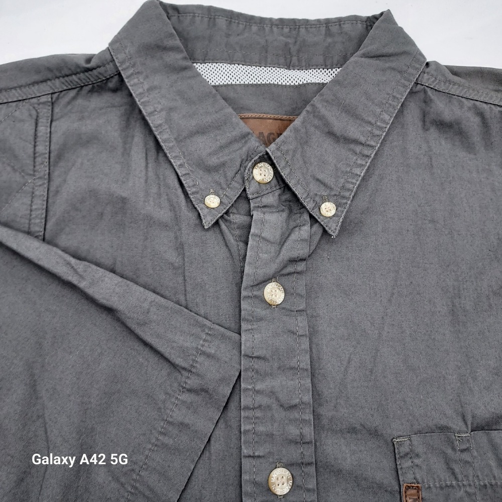 Magellan Sportswear Mens XL Gray Cotton Short Sleeve Shooting Hunting Shirt Vent